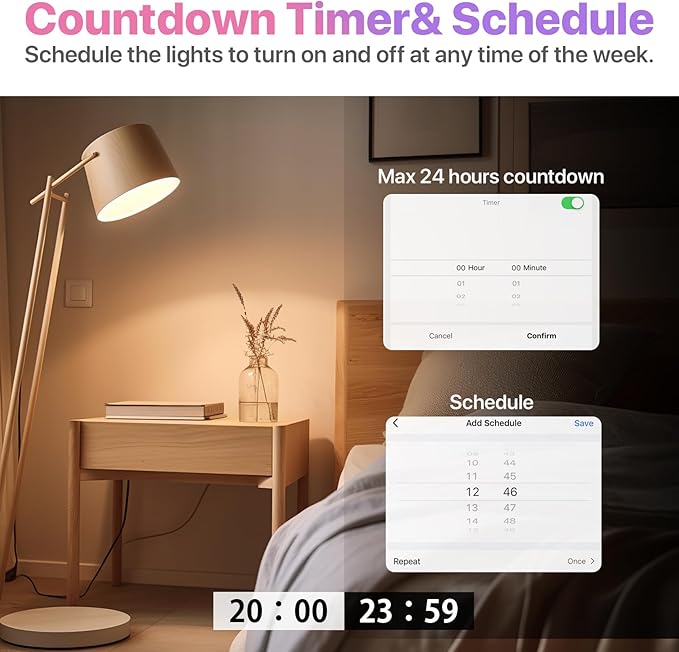ORALUCE Smart Light Bulb Compatible with Alexa & Google Home, A19 E26 LED Light Bulb 60W Equivalent, 2.4GHz WiFi & Bluetooth Color Changing APP Dimmable, Multicolor LED Bulb 900 Lumens,2P