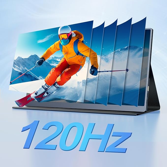 COOLHOOD 18.5 Inch Portable Monitor, FHD 120Hz IPS HDR 125% sRGB USB-C HDMI External Travel Monitor with Built-in Speakers, VESA Compatible for Laptop MacBook PC Surface PS5 Xbox