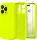 Magnetic for iPhone 14 Pro Max Case, Compatible with MagSafe, [Full Camera Protection][Screen Protector] Silicone Shockproof Protective Phone Case for iPhone 14 Pro Max, Fluorescent Green
