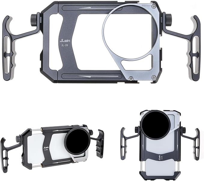 Universal Smartphone Cage Photo Video Stabilizer with Handles 67mm Filter Adapter for iPhone 17 16 15 14 for Samsung for Pixel and Other Android Phones for Phone Vlog Live Stream Video Recording