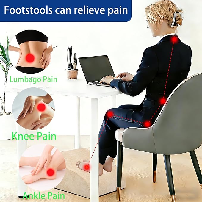 Foot Rest for Under Desk at Work, Ergonomic Under Desk Footrest with Washable Cover for Office, Home & Gaming Leg Elevation Pillow Beige