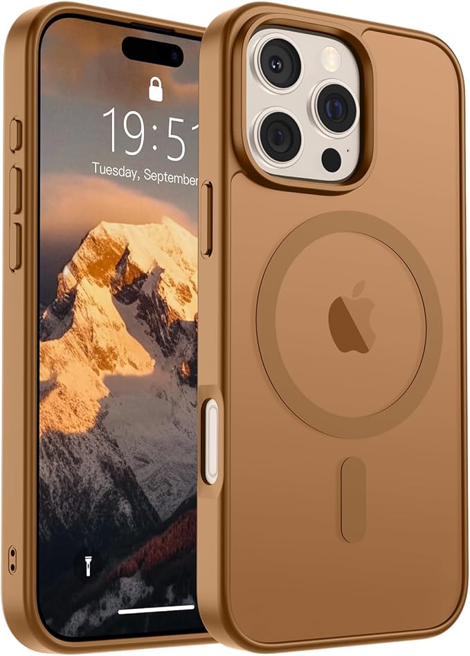 SUPFINE Magnetic for iPhone 16 Pro Max Case (Compatible with MagSafe) (Military Grade Drop Protection) Slim Translucent Matte Shockproof with Anti-Fingerprint Phone Case,Brown