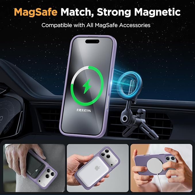 Miracase Magnetic for iPhone 17 Pro Max Case with Screen Protector [Compatible with MagSafe] Slim Thin Phone Case Military-Grade Protected for 17 ProMax Cover Bumper 6.9", Purple