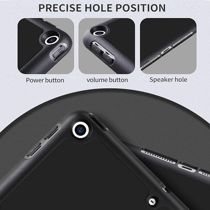 Aoub Case Compatible for iPad 9.7 inch 6th/5th Generation Case 2018/2017 with Pencil Holder, Thin Lightweight Smart Stand Cover, Auto Wake/Sleep, Model A1822/A1823/A1893/A1954, Black