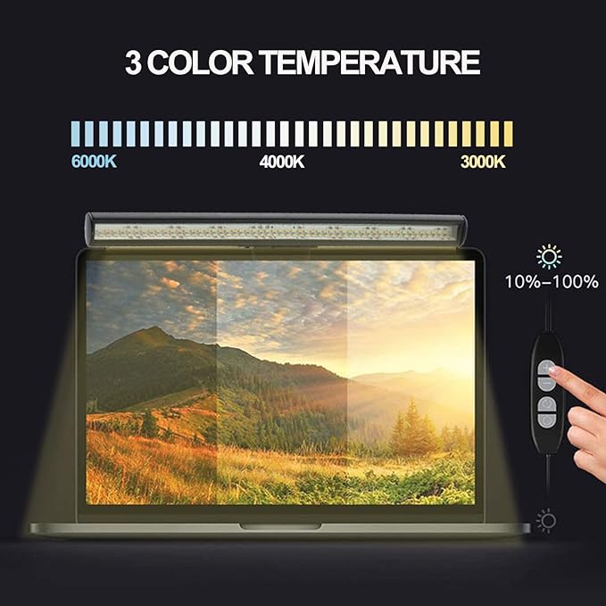 Laptop Monitor Light Bar Reading LED Laptop Keyboard 3 Color Temperature Modes USB Light LED Computer Monitor Light with USB Powered for Work and Office Eye Health Care Portable for Travel