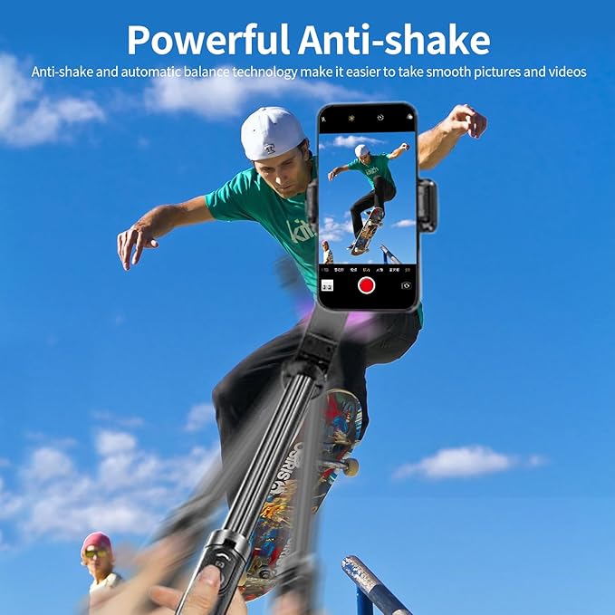 Smartphone Gimbal Stabilizer, 360° Rotation Single Axis Stabilizer with Light Remote Control for iPhone Andriod, 4 in 1 Selfie Stick Tripod for Vlog Live Broadcast TIK Tok YouTube Vlogging