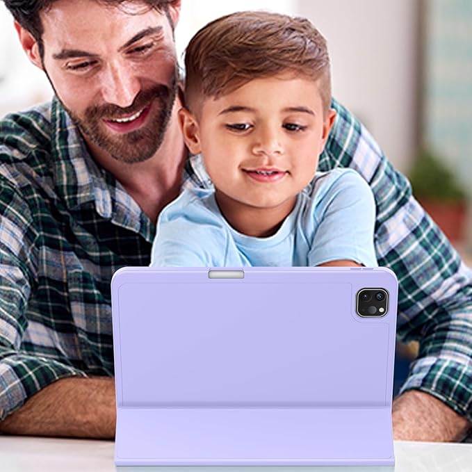 ZryXal iPad Pro 11 Inch Case (M5) 2025/ (M4) 2024 (Model: A2836/A2837/A3006), Trifold Stand Smart Cover with Pencil Holder and Soft TPU Back, Auto Wake/Sleep (Light Purple)