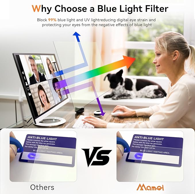 [2-Pack] 34 Inch Computer Blue Light Blocking Screen Protector for 21:9 Widescreen Curved Monitor, Anti Glare Anti-UV Eye Protection Desktop PC LED Monitor Filter, Removable Anti-Scratch Film 34in