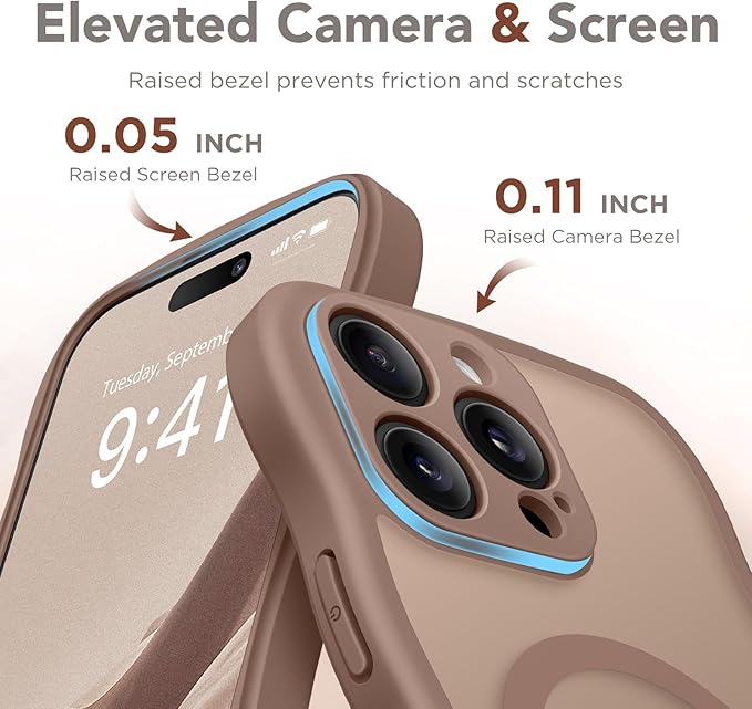 CAPRARO for iPhone 16 Pro Case for Women Girls, Upgraded [Full Camera Protection] [Compatible with MagSafe] Cute Wave Translucent Matte Phone Case for iPhone 16 Pro, Brown