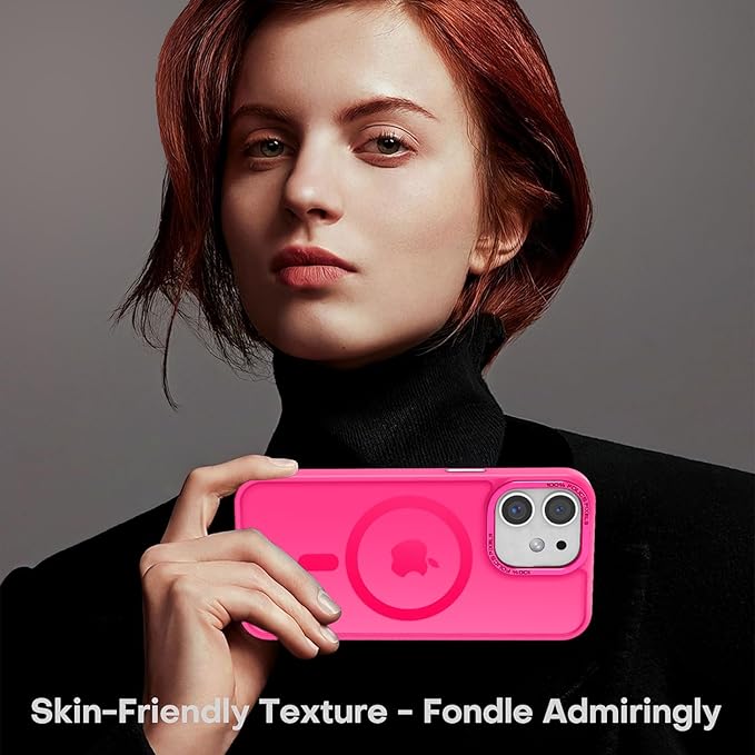 Newfuture Designed for iPhone 12 Case/iPhone 12 Pro Case with Magnetic [13 FT Military Drop Protection] [Compatible with Magsafe] Translucent Shockproof with Anti-Fingerprint Phone Case, Hot Pink