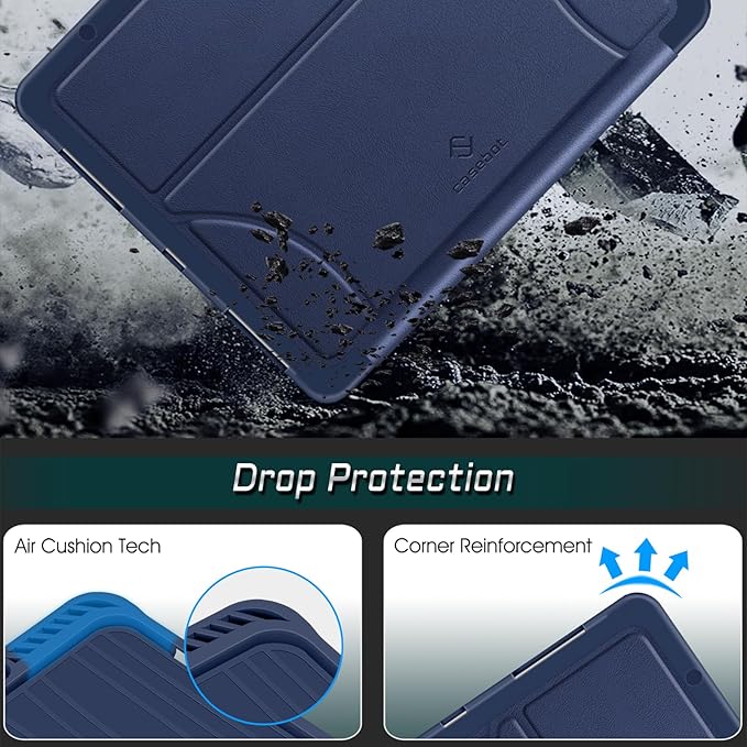 CaseBot Magnetic Case for iPad Pro 12.9-inch 6th Generation 2022, Multiple Angle Shockproof Rugged Stand Case, Soft TPU Back Cover w/Pencil Holder, Also Fit iPad Pro 12.9" 5th/4th/3rd Gen, Navy