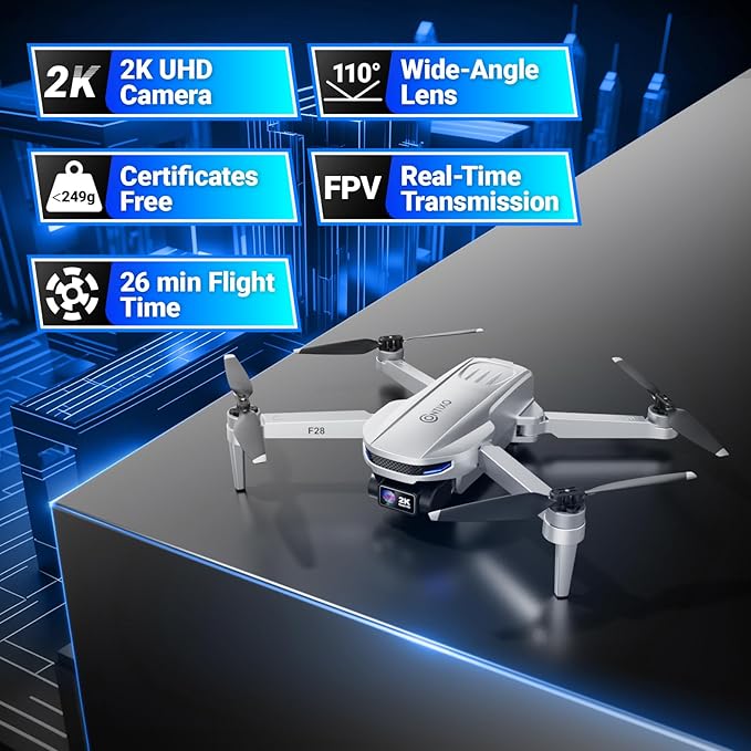 Contixo F28 Camera Drone for Adults, GPS Auto Follow, 26 Min Flight Time, Foldable FPV Drones with One-Button Return, Orbit, Waypoint, Selfie Mode, No FAA Required, Carry Case Included