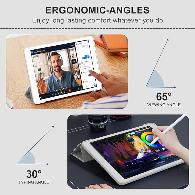 Smart Case for iPad 10.2 Inch 2021/2020/2019, for iPad 9th/8th/7th Generation Without Pencil Holder, Shockproof Cover with Soft TPU Back, Thin& Lightweight, Auto Sleep/Wake, Gray