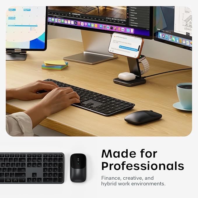 Satechi Wireless Keyboard and Mouse Combo, Slim CEX3 with Multi-Device Bluetooth Pairing and USB-C Receiver Connectivity, Designed for Full-Size Productivity Workspaces, Space Black