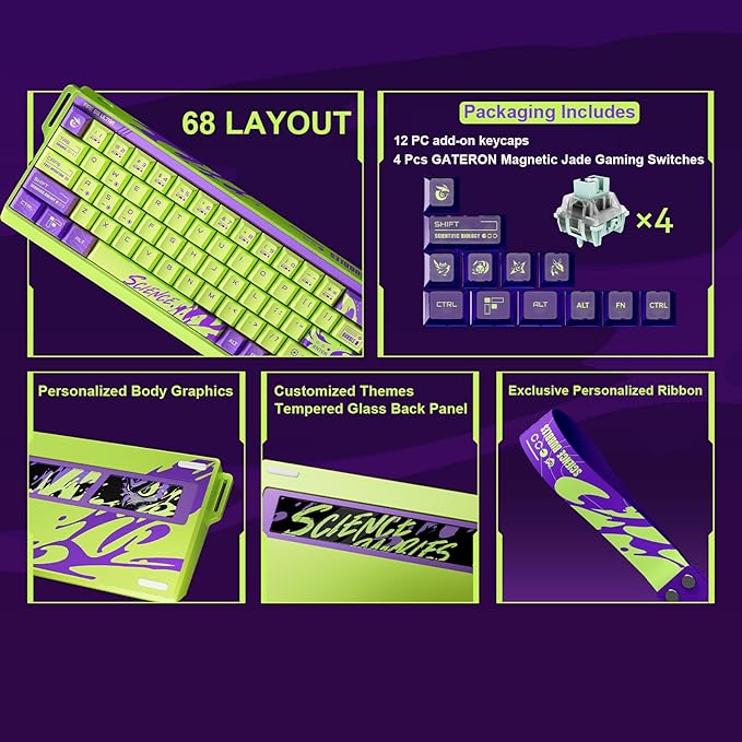 Hyekit FGG MADLIONS Fire68 Ultra Limited 65% Aluminum CNC Magnetic Switch Gaming Keyboard with Adjustable Actuation, 8K Hz Polling Rate, Magnetic Jade Pro, Rapid Trigger Wired Hall Effect RGB Keyboard