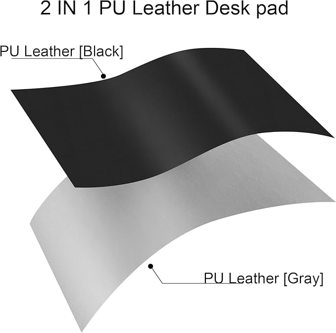 Chihein 63" x 28" 4XL PU Leather Desk Mat (Black/Gray), Huge Mouse Pad, Dual Sided Desk Pad Protector, Waterproof Writing Blotter for Gaming/Office/Home