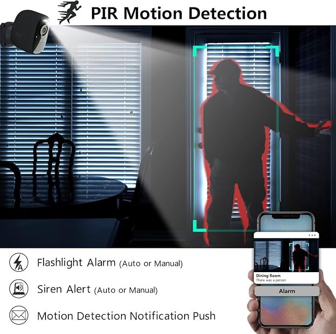 DCT Outdoor Cameras Wireless Magnetic: Battery Powered WiFi Camera for Home Security Outside Color Night Vision House Cameras Motion Detection SD/Cloud Storage Waterproof
