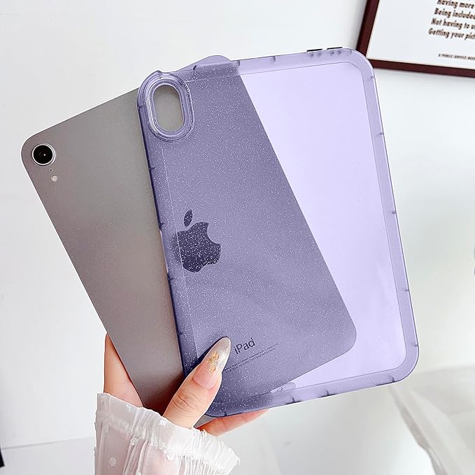 Case for iPad mini 7 (A17 Pro) 2024/ iPad mini 6 Case 2021,iPad mini 7th/6th Generation 8.3 inch, UUcovers Glitter Clear Soft TPU Back Shockproof Bling Sparkly Silicone Lightweight Thin Cover, Purple