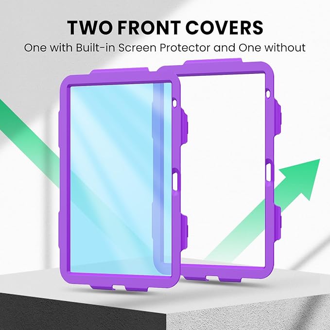 SEYMAC Case for iPad (A16) 11th/10th Generation 2025/2022 (11″/10.9″), Sturdy Heavy Duty Full-Body Shockproof Protective Case with Screen Protector, Rotating Stand, Hand/Shoulder Strap, Purple