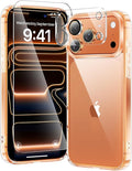 toushion 3 in 1 for iPhone 17 Pro Case Clear,Yellowing-Resistant Acrylic Back, Screen Protector *1 & Camera Lens Protector*1, Shockproof for Phone Cover 6.3 inch