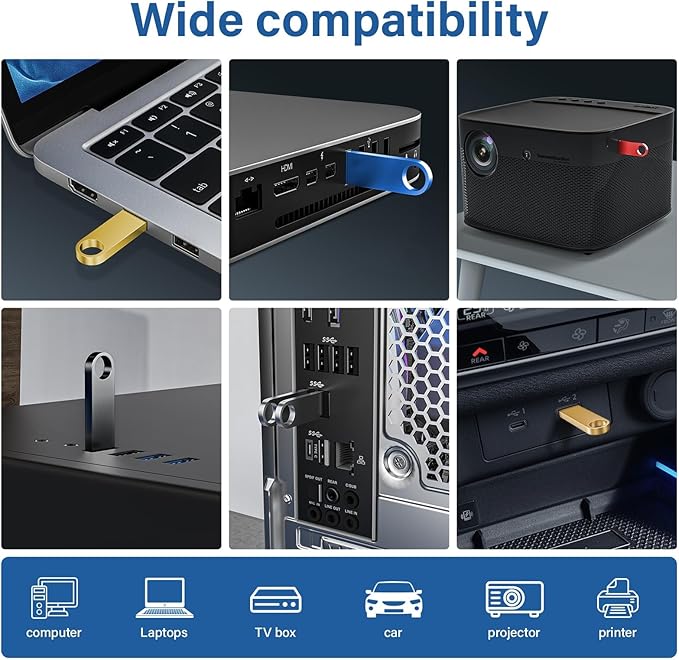 5 Pack 32GB USB Flash Drive with Keychains, Wooolken Sleek Metal USB 2.0 Thumb Drives Memory Stick for PC Laptop Computer