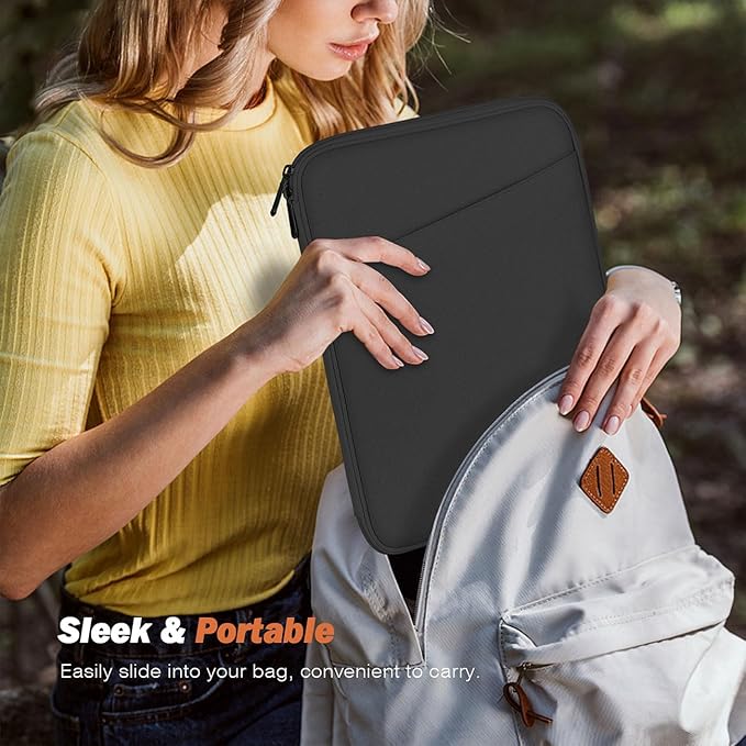 MoKo 13 Inch Tablet Sleeve Bag, Compatible with New 13 Inch iPad Pro M5 & Air M4/M3, iPad Pro 12.9 inch M2&M1, Galaxy Tab S8+/S9+ 12.4", Waterproof Bag Carrying Case with Pocket, Dark Gray