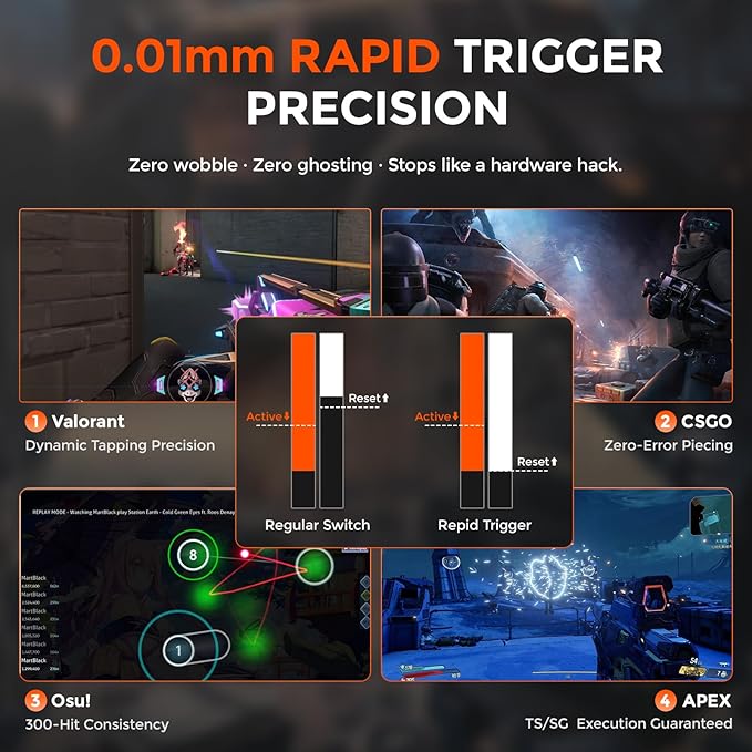 DAREU COOL60 60% Hall Effect Gaming Keyboard with Magnetic Switch, SOCD, 0.01mm Actuation Adjustable Rapid Trigger,8000 Hz Polling, Topographic PBT Keycaps, Hot-swap, RGB Backlit