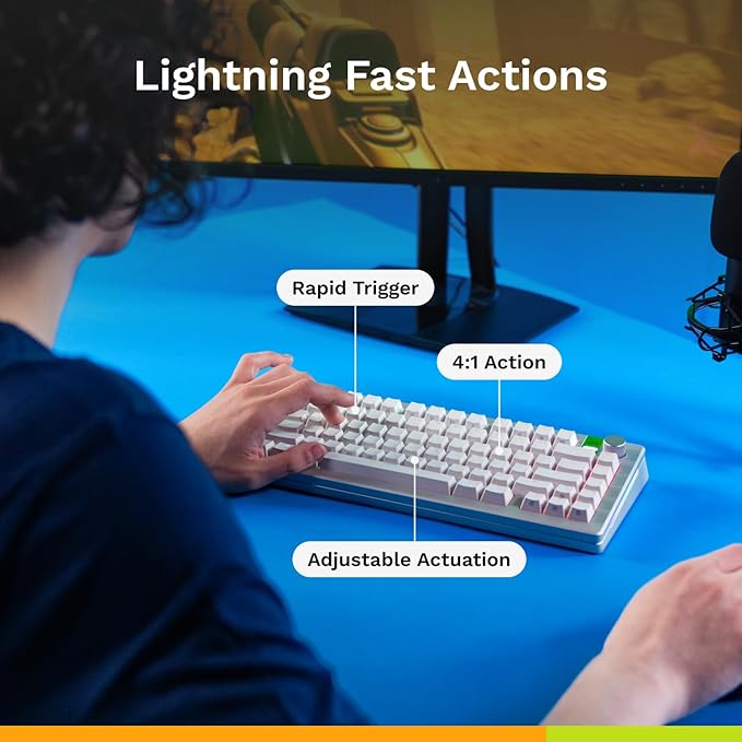 Glorious Gaming - GMMK 3 HE Rapid Trigger Keyboard, Hall Effect, 8K Polling Rate, MX Mechanical & Magnetic Switches, Hotswappable 75% Keyboard, Modular Gasket System, Doubleshot PBT keycaps (Black)