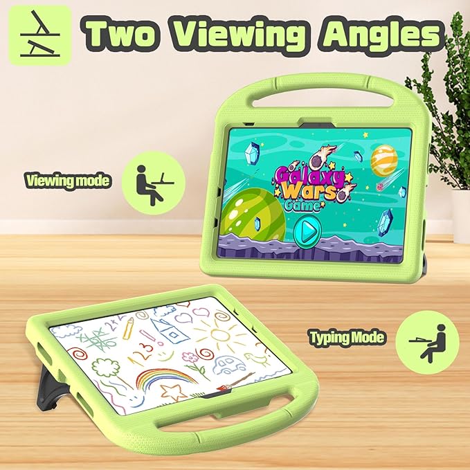 YIHE Kids Case for iPad (A16) 11th Generation 11 Inch 2025 & iPad 10th Generation 10.9 inch 2022, with Built-in Screen Protector and Stable Stand, Full Body Shockproof Protective Cover - Light Green