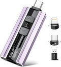 EATOP 256GB Dual Interface Flash Drive, No App Required, Portable USB Storage Memory Stick for iPhone, iPad, Android, PC & Mac – Easily Stores Photos, Videos & Files (Lavender Purple)