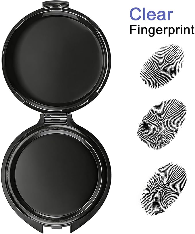 6 Pack Black Fingerprint Ink Pad, Premium Thumbprint Ink Pads for Notary Supplies, Identification, Security ID & Law Enforcement.
