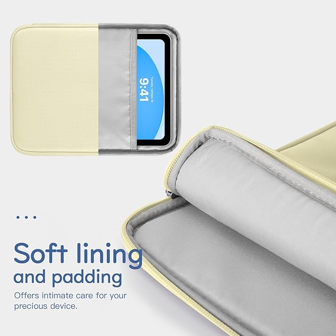 Dadanism 9-11" Tablet Sleeve Bag Carrying Case for iPad (A16) 11th Gen 11", iPad 10th Gen 10.9" Air 5/4, iPad Air M4/Pro 11", iPad 9/8/7th, Galaxy Tab A11+ Plus 11", Remarkable 2 10.3", Beige