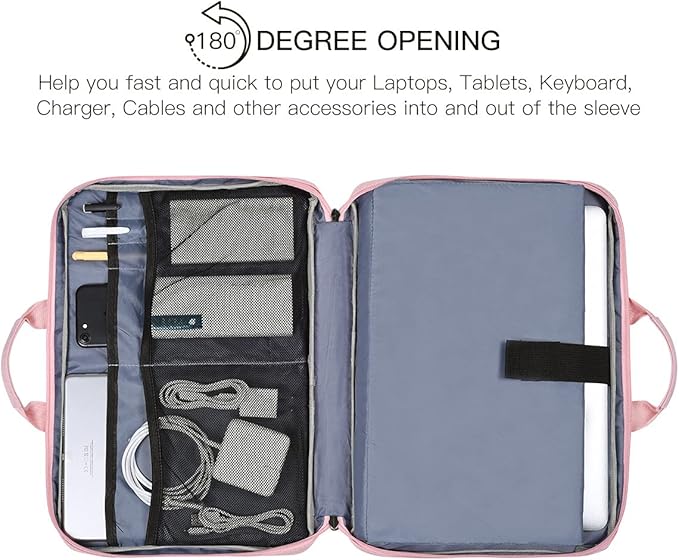 14 15 Inch Laptop Case Women Ladies Bag TSA Laptop Sleeve for MacBook Pro 14" M5/M4/M3/M2/M1, Macbook Air 15 M5/M4, Dell XPS 15/Inspiron 14, Acer HP Lenovo ASUS Chromebook 14" Notebook Case Bag, Pink