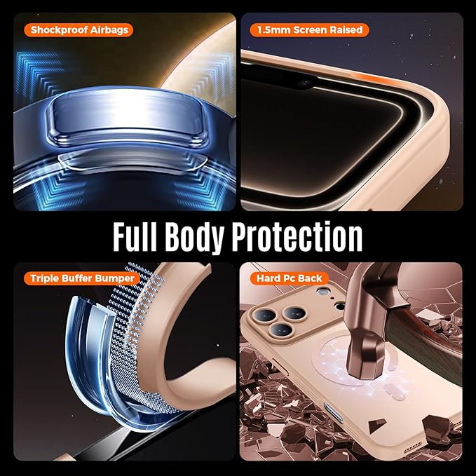 Symcele Designed for iPhone 17 Pro Max Case, Compatible with MagSafe, [Camera Protection] [15FT Military Drop Protection] Shockproof Translucent Matte Anti-Slip Phone Case, 6.9", Light Brown