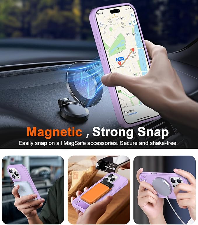Magnetic Compatible with iPhone 16 Pro Case, [Built-in Invisible Kickstand][Compatible with MagSafe][Military Grade Shockproof] Slim Translucent Matte Phone Case for iPhone 16 Pro 6.3"