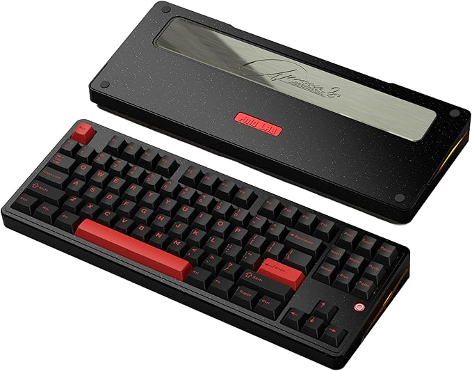 PMOKEY Aurora 80 CNC Full Aluminum Wireless Mechanical Keyboard with VIA/QMK, 8000mah Battery, Tri-Mode Wireless Gaming Keyboard Custom Hot Swappable RGB Backlit for Windows/Mac/PC (Pro Black)