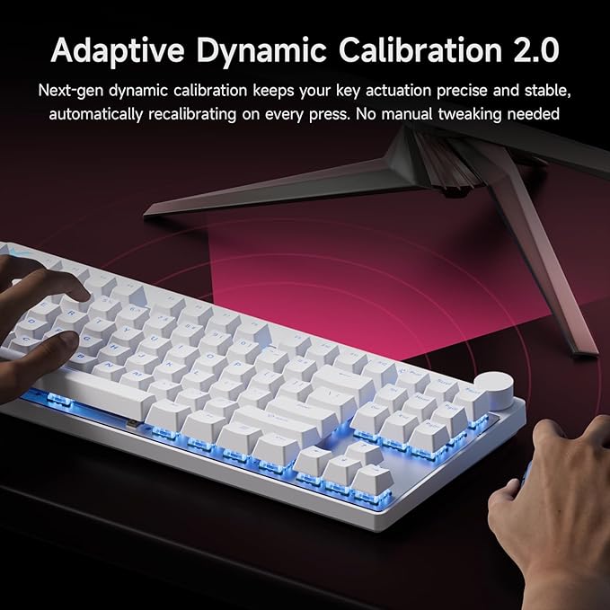 MCHOSE Mix 87 TKL Wired Gaming Keyboard Magnetic Switch Hall Effect Keyboards Rapid Trigger SOCD 8K Polling Rate Volume Knob Adjustable Actuation Point RGB Lighting HotSwap White Apollo Switch