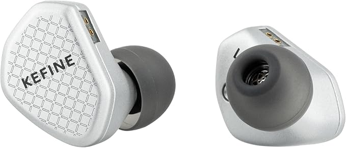 Linsoul Kefine Klean in Ear Monitor,10mm DLC Diaphragm Dynamic Driver HiFi Earphones,Wired Gaming Earbuds,Replaceable Nozzles,Detachable Silver-Plated Cable for Audiophile (No Mic 4.4mm, Silver)