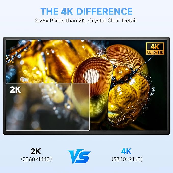 23.8" 4K Portable Monitor, UHD 3840x2160 IPS 400nits 100% sRGB Calibrated Color Gaming Monitor, USB-C HDMI Laptop Screen Extender with Speakers for Desktop, MacBook, PS5, Xbox, Switch