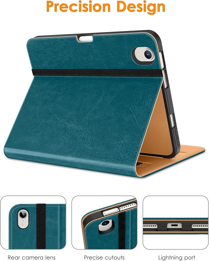 DTTO for iPad mini 7th (A17 Pro) 2024/iPad Mini 6th Generation Case 2021 8.3 Inch, Premium Leather Business Folio Stand Cover for Mini 7/6 with Pencil Holder-Multiple Viewing Angles, New Light Blue