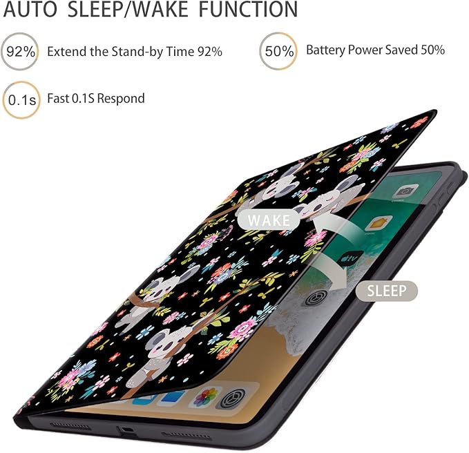 Case for iPad Air 11 Inch M3/M2 (2025/2024), iPad Air 5th/4th Generation 10.9 Inch Case 2022/2020, iPad air 11-inch case Multi-Angle View Adjustable Stand with Auto Wake/Sleep, Flower Sloth