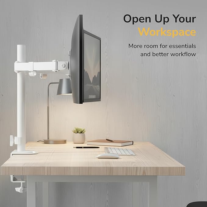 Mount-It! Dual Monitor Mount for Desk, Adjustable Tilt Swivel on Double Monitor Mounts for Screens up to 32”, Dual Monitor Arms for 2 Monitors, VESA 75x75 and 100x100 C-clamp & Grommet in White