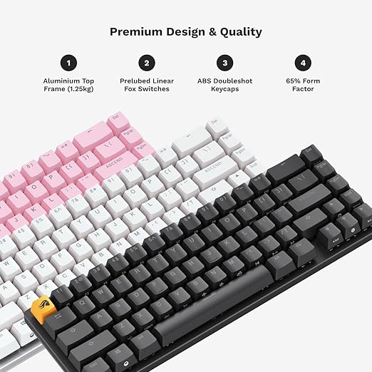 GLORIOUS Gaming GMMK 2 - TKL Mechanical Keyboard - Custom 65% Keyboard - Compact -Hotswap w/Cherry Mx Style Switches - Incl. Double Shot Keycaps & Linear Switches - PC Gaming Setup Accessories