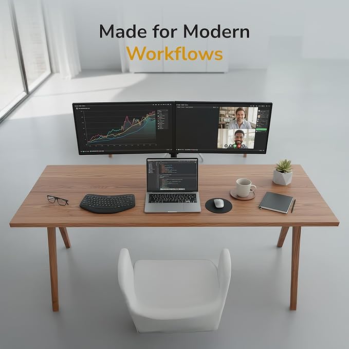 Mount-It! Dual Monitor Stand, Full Motion Desk Mount for 2 Screens up to 32” and 19.8 lbs Each, Tilt Swivel Rotate, VESA 75x75 & 100x100, Adjustable Dual Screen Arm with C-Clamp or Grommet