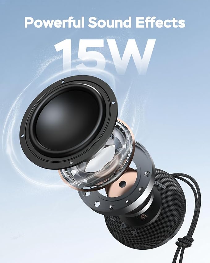 Monster Bluetooth Speaker, IPX8 Shower Speaker Waterproof, Bluetooth 5.4 with Loud HD Sound and Robust Bass, Extra Long Playtime Punchy, for Home, Beaches Portable Wireless Outdoor Speakers