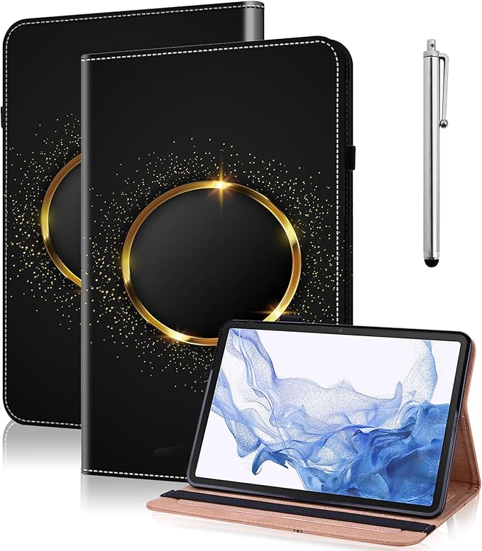 Case for iPad 11th Generation 11 Inch 2025 A16, iPad 10th Generation 10.9 inch 2022, Auto Wake/Sleep,Slim Stand Smart PU Leather Protective Cover - Gold Hoop