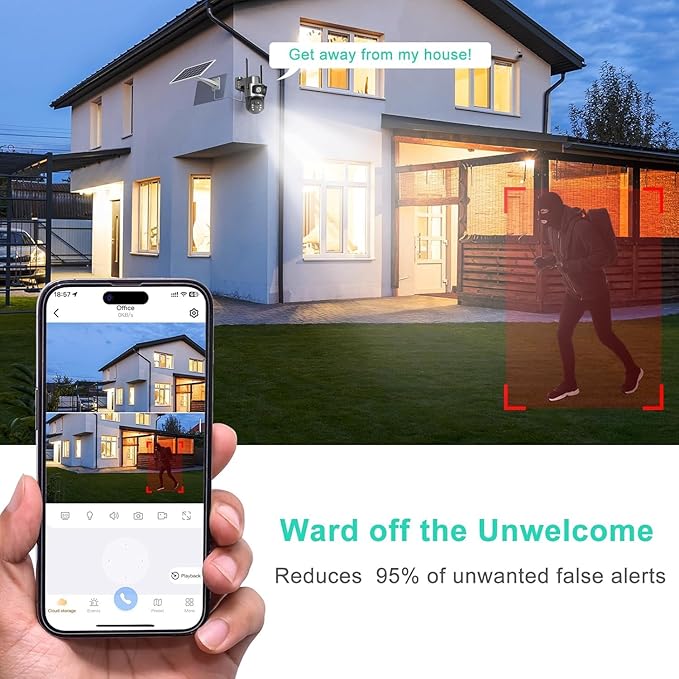 SANSCO 2K Dual Lens Solar Security Camera Wireless Outdoor, 2.4G & 5G WiFi, 360° PTZ Home Security Camera, 100% Wired Free, Spotlight Color Night Vision, 2-Way Audio, PIR Motion Detection (4 Pack)