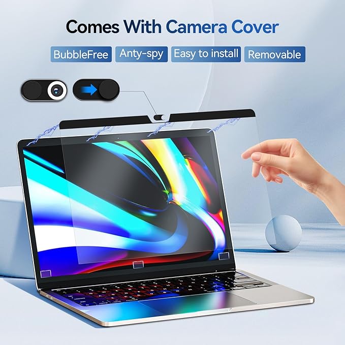 Magnetic Anti Blue Light Screen Protector for MacBook Air 15 Inch (2023-2026, M2, M3, M4. M5), Removable MAC 15.3" Blue Light Filter , Bubble-Free Install , Eye Protection Glare Laptop Screen Protector