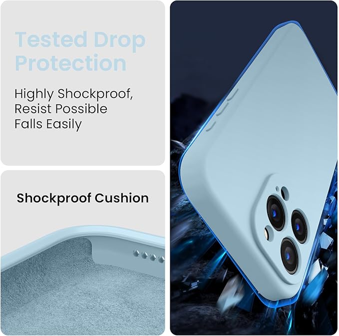 FireNova Designed for iPhone 15 Pro Max Case, Silicone Upgraded [Camera Protection] Phone Case, Soft Anti-Scratch Microfiber Lining Inside, 6.7 inch, Sky Blue