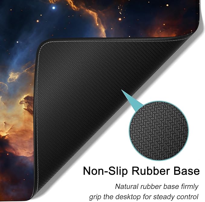 Large Mouse Pad, 31.5 x 11.8in Extended Gaming Mouse Pad with Stitched Edges, XXL Mousepad Protector Non Slip Rubber Base for Office and Home Writing Mat, Nebula Pattern Black Desk Mat